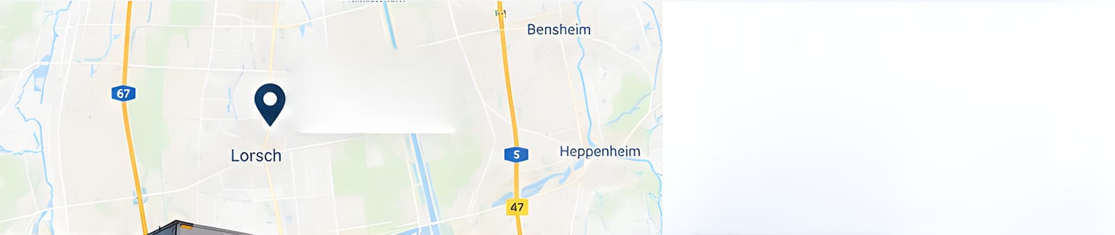 Kartenausschnitt: DAMRiTrans GmbH in Lorsch zwischen A67 und A5